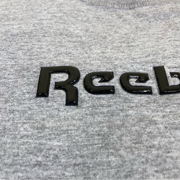 Vintage Y2K Reebok Gray Baby Tee Cropped Tshirt Boxy Fit Made In USA Size XL - Picture 14 of 14